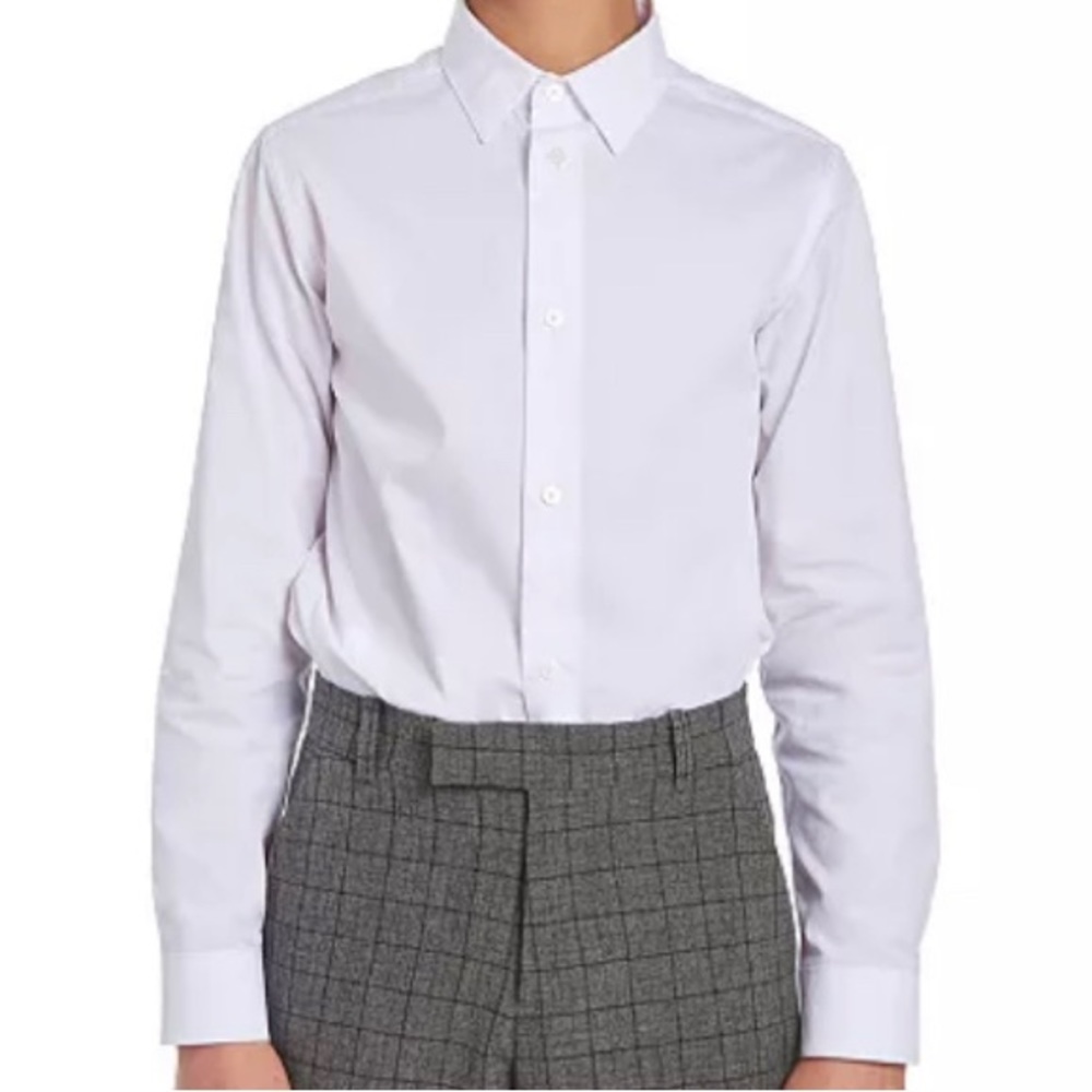 Calvin Klein Big Boys Slim Fit Solid Stretch Poplin Shirt Size 14